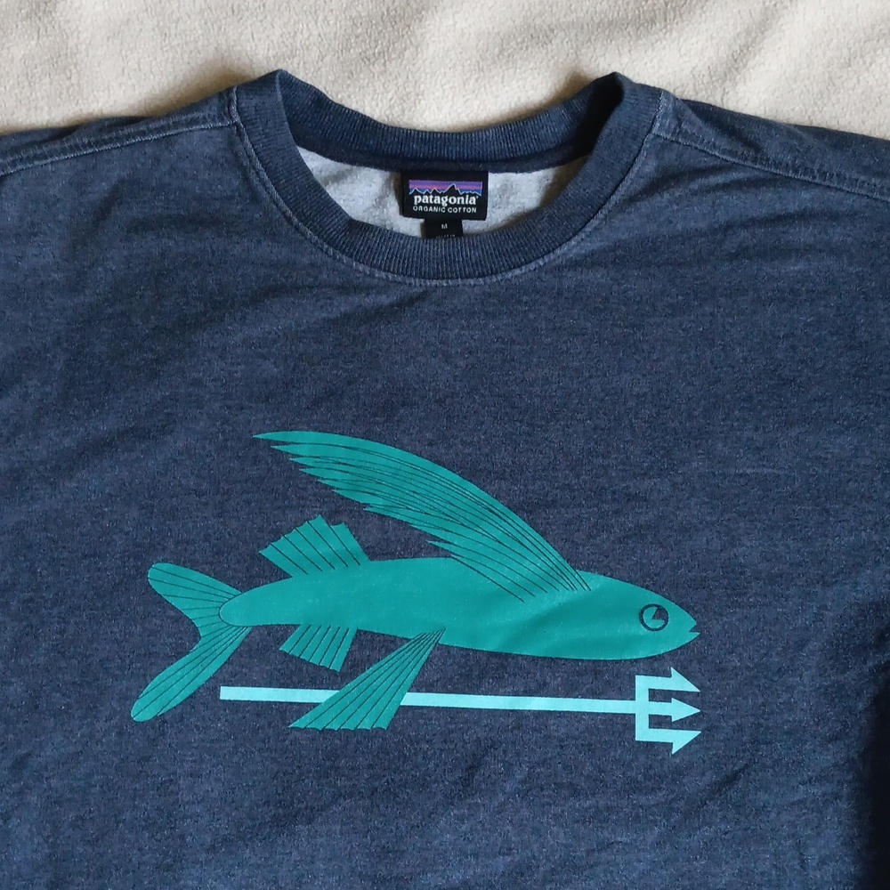 Mens Patagonia Flying Fish Organic Cotton Midweight Crew Sweatshirt - Picture 2 of 5